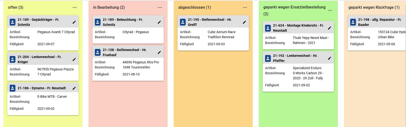 Spalten Kanban Werkstatt