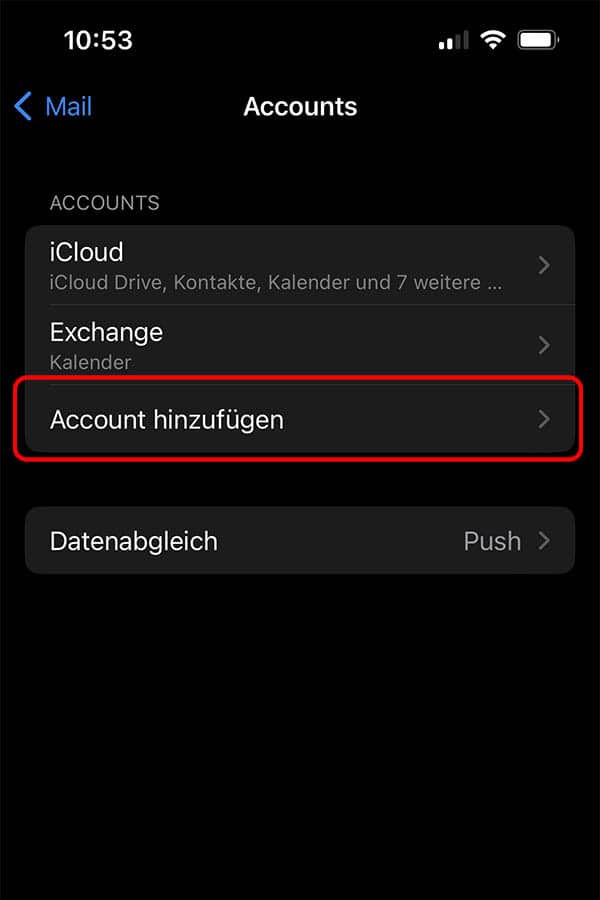 3. Account hinzufügen 3. Account hinzufügen