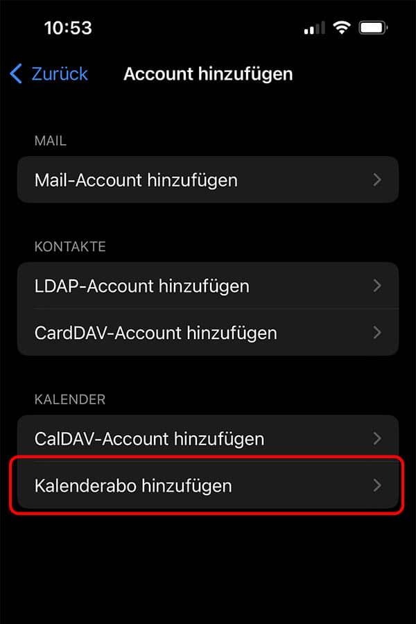 4. Kalenderabo hinzufügen 4. Kalenderabo hinzufügen