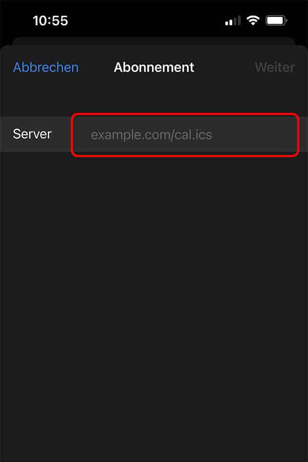 6. Server Adresse eingeben 6. Server Adresse eingeben
